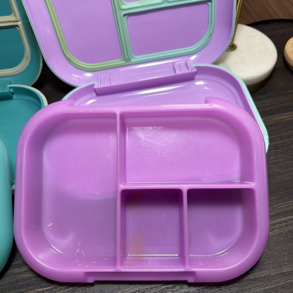 Bentgo Fresh Adults Bento Lunch Box Aqua Purple 2 Pack Leakproof BPA 4 Sections